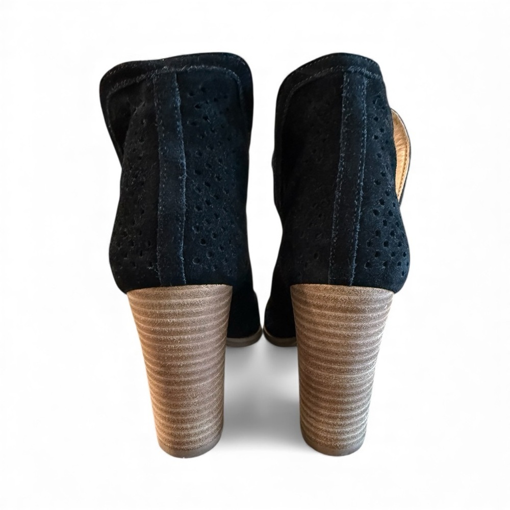 Black Peek a Boo Suede Booties|Ankle Boots|Black Suede Booties - Picture 4 of 9